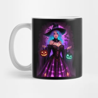 Halloween Spooky Neon Black Magic Witch Mug